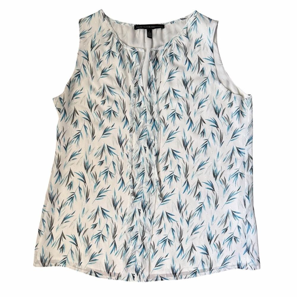 White-house-black-market Women's White and Blue Blouse